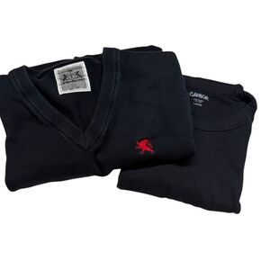 BUNDLE OF 2 Men's Layering Essential Basic‎ Long Sleeve Shirt Sweater Black Lg